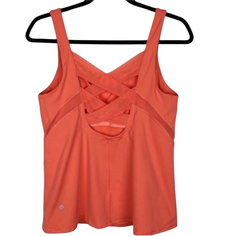 LULULEMON Rise & Fold coral criss cross mesh strap tank top size 6 - Picture 5 of 10